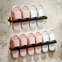 Bathroom slippers rack wall-mounted free-to-punch toilet shelve door rear containing draining and draining shoe rack hanging rack light lavish