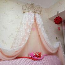 ins bed curtain Nordic simple princess wind mosquito net 1 5m bed yarn curtain crown frame Childrens round bed 1 8m bed double