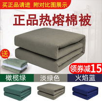 Standard hot melt cotton quilted by sub flame blue army green olive green single cotton quilted by dormitory quilted by cotton quilted bedding