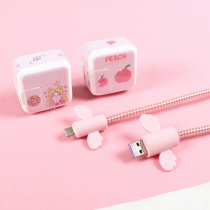 ipad flat 2019 6 7mini5 4 air2 3 flat charger sticker headphone data wire winding rope protection wire protector ring cartoon cute protective sleeve anti-dirty film