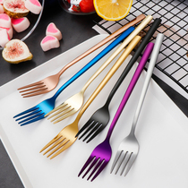 Fork stainless steel household adult creative cute children Korean long handle dinner dessert salad fork large thickened