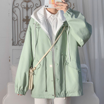 2022 new fake two-piece coat men spring and autumn couples hooded handsome jacket ins trend spring top