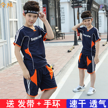 Boys summer clothes suit Childrens sports clothes Summer speed dry clothes CUHK Boy football Conqueror Short sleeves handsome for summer