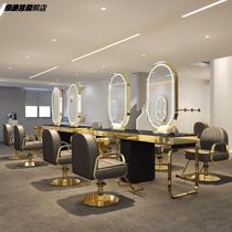 Barber shop stainless steel hairdressing mirror cabinet one hair salon special hair cutting mirror marble hairdressing shop mirror