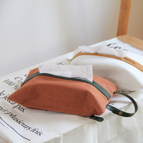 Warm house niche hanging tissue bag Car tissue cover Cafe Japanese cotton art vegetable tanned leather tissue box