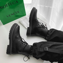 Martin boots men autumn work boots spring and autumn high leather boots winter English waterproof locomotive retro black trendy shoes