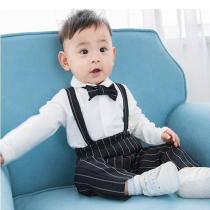 Baby one year old dress male autumn summer English boy small suit infant suit infant 100 natural gentleman suit 2