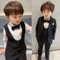 Boy black suit suit Spring and Autumn Flower Girl Wedding little boy dress British childrens suit handsome costume