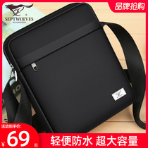 Seven Wolves Single Shoulder Bag Mens Bag Skewed Satchel Casual Mens Bag 2021 New Fashion Tide Oxford Cloth Small Backpack