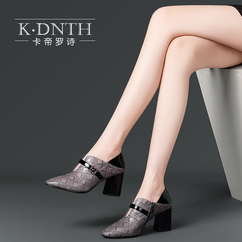 Deep-mouthed single-shoe women's thick heel 2019 new spring and autumn women's shoes British style comfortable fashion leather soft sole high heels