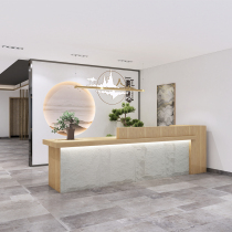 New Chinese Zen famous hotel Tea shop Bar counter Yoga hall Beauty and health club Atmospheric front desk Reception desk