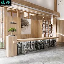 Custom new Chinese foot bath Front desk Health hall cashier Japanese reception desk Restaurant club Stone bar Solid wood