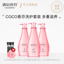 Meet the fragrant Fen coco shampoo shower gel wash three-piece set soft fragrance long lasting fragrance to improve frizz