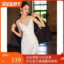 Forest suspender light wedding dress bride travel shot retro simple satin 2021 new sexy slim out of the yarn thin