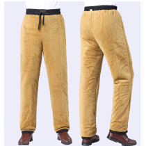 Middle aged male cotton pants external wearing gush thickened loose large code high waist straight cylinder pants Grandpa Daddy Three layers warm pants