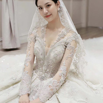 (princess) 2021 new long-sleeved wedding dress bridal temperament court luxury dream cover-up luxury tail master