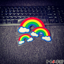 hf car sticker creative cartoon rainbow cloud sticker mqi ms m m2 electric car scratch side box reflective sticker