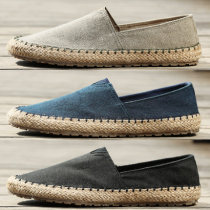 Tide Card China Wind Fisherman Shoes Men Casual Cloth Shoes Grass linen Woven Linen Cloth Shoes A foot pedal Big code Lazy Shoes Man