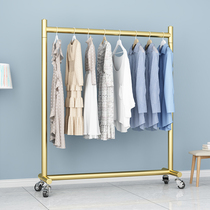 Golden clothing store display rack display floor-to-ceiling hangers balcony clothes bar single pole mobile pulley
