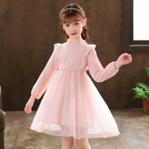 Girl Dress Autumn princess dress 2021 new childrens net Red foreign air childrens dress girl net dress autumn
