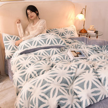 Net red milk velvet bed single type four-piece crystal velvet simple quilt cover coral velvet winter bedding