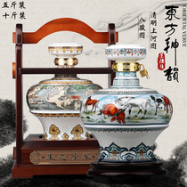 Jingdezhen Ceramic Wine Bottle Wine Tan 5 Jin 10 Jin Bajun Figure Household Wine Bottle Five Jin Ten Jin Empty Jug