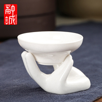 Ceramic tea filter tea leak white porcelain hand holder filter tea filter tea tea kung fu tea set zero with tea compartment funnel