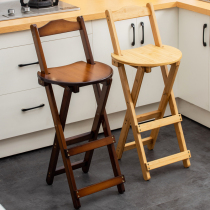 Simple folding stool high stool backrest high foot stool small bench portable outdoor Maza solid wood household folding chair