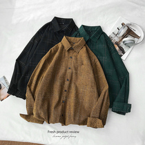 Trend shirt men long sleeve plaid jacket Korean autumn shirt clothing Tide brand base shirt loose couples leisure inch