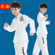 Autumn and winter embroidery ITF taekwondo clothing children adult training cotton beginner coaching uniform taekwondo clothes