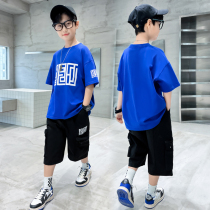 Boy Clothing Boy Short Sleeve Suit Summer Dress 2022 New CUHK Children Two Sets Handsome Ocean Korean Version Trendy Tide