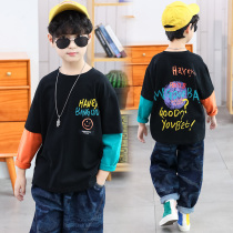 Childrens clothing boys long sleeve T-shirt autumn clothes 2021 new large childrens pullover top base shirt foreign atmosphere Net red tide A