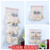 Home storage bag Wardrobe wall-mounted door rear multi-layer fabric lace creative wall-mounted storage bag hanging bag