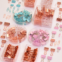 Derri long tail clip set I-shaped nail document test paper clip clip clip sub-folder iron ticket holder large multi-function small office stationery fish tail clip rose golden butterfly clip