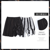 Sleeping Pants Mens Summer Thin Ice Silk Modale Cotton Home Short Pants Fashion Loose Home Pants Mens Big Pants