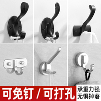 Punch-free space aluminum single hook wardrobe clothes hook kitchen bathroom door rear bathroom wall Wall Wall towel coat hook
