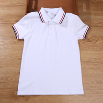 Childrens school uniforms boys and girls short-sleeved T-shirts boys middle school students white cotton college childrens clothing