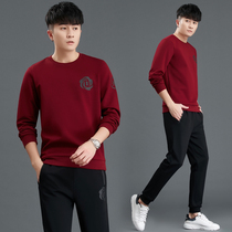  Spring and autumn sportswear suit mens new inner Korean version of the trend casual fashion handsome round neck pullover sweater