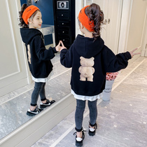 Girls  sweaters foreign fashion 2021 autumn new Korean version of the tide autumn childrens net red top spring and autumn fashion