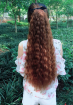 Wig ponytail long curly hair Big wave corn perm fluffy thickening wig realistic medium and long fake braids