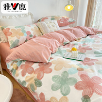 Yaulins bed with four pieces of pure cotton spring autumn and summer bed products 100 full cotton linen three sets of covered bedclothes