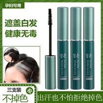 Long-lasting Japanese disposable hair dyeing pen female stick cream supplement pure plant cover white hair root turn black hair artifact free