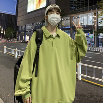 Pullover sweater mens casual autumn student youth long-sleeved new Korean version loose port wind lapel jacket mens clothing