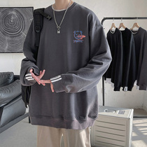 2021 new sweater mens round neck spring and Autumn tide brand large size top student loose wild print couple coat