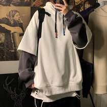 Spring and autumn season holiday two-piece sweater male hooded Korean version of the trend wild loose jacket Port wind casual top couple outfit