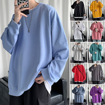Youth round neck solid color sweater mens long-sleeved autumn new student Korean edition large size mens loose pullover jacket