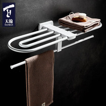 Light luxury white towel rack bath towel rack all copper bathroom rack bathroom hardware pendant storage wall hanging hand towel hanging