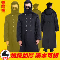 Military cotton coat mens winter thickening super-long Labor Insurance Northeast cotton-padded jacket plus velvet security cold storage special cold protection clothing