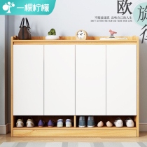 Simple modern large-capacity shoe rack multifunctional household locker imitation solid wood pattern simple economical storage shoe cabinet