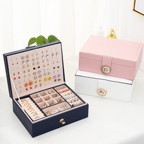 Japanese high-end European large-capacity jewelry box earrings stud necklace ring jewelry box display storage box